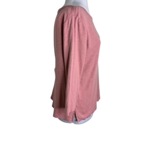 Kirkland Boat Neck White 3/4 Sleeve Slub Rose Colored Tee-Shirt Size M - Picture 3 of 6